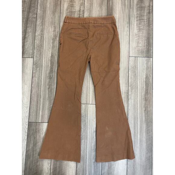 Veronica Beard Pants in Cognac Brown Size 10 Zip Fly Flare Leg Stretch Cotton - Picture 2 of 4